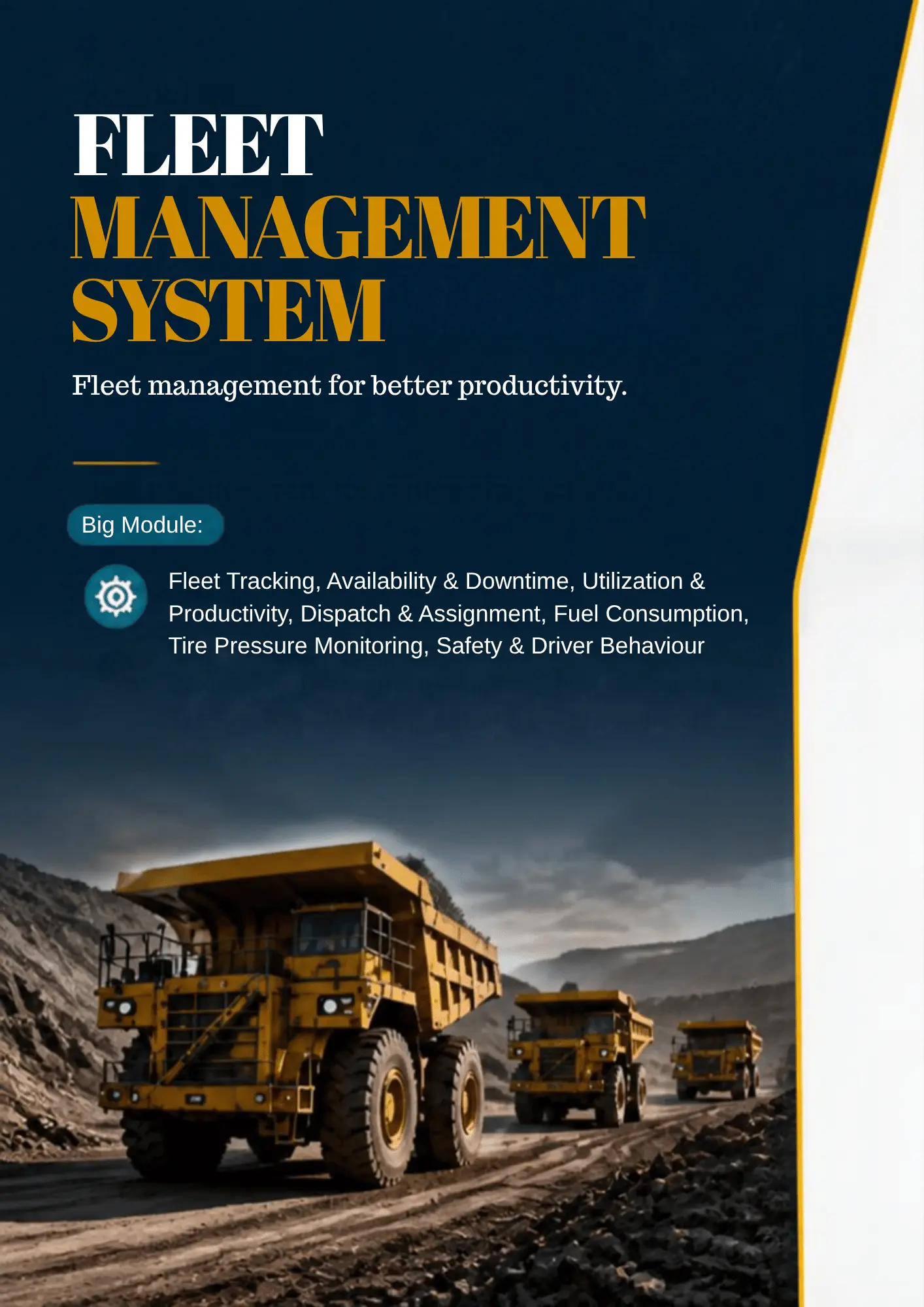 Fleet Management System tambang: dump truck di jalan hauling. Fleet management untuk produktivitas yang lebih baik.